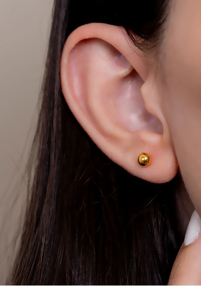 14 Ayar Altın Top Küpe 4 Mm Sarı Altın