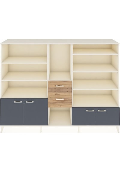 Hyperion Dolap 10 Raflı 2 Çekmeceli 4 Kapaklı 220x44x163 Aytaşı-a Aytaşı-antrasit/çam