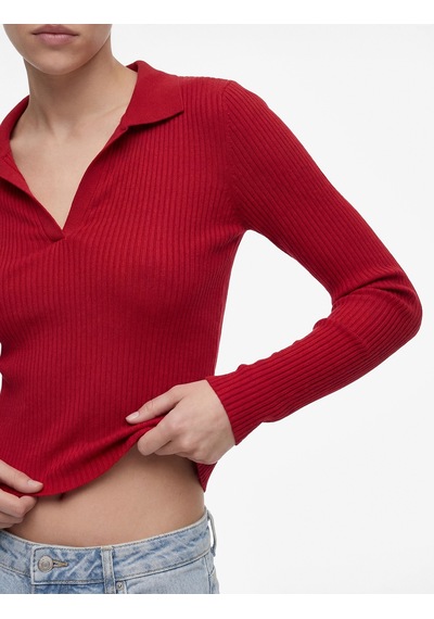 Koton Kaşkorse Uzun Kollu Slim Fit Polo Yaka Tişört Kırmızı 6sal10691ık