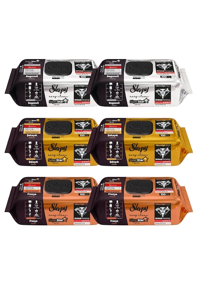 Sleepy Easy Clean Süperstar Yüzey Temizlik Havlusu Mendili Begonvil+frezya+şakayık 6x100 600 Yaprak Beyaz