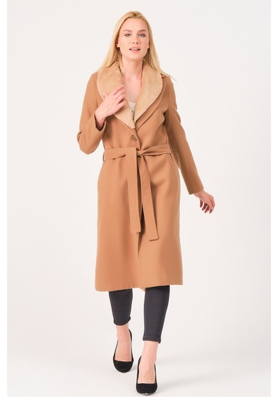 Z6671 Dewberry Bayan Palto-açık Camel-açık Camel