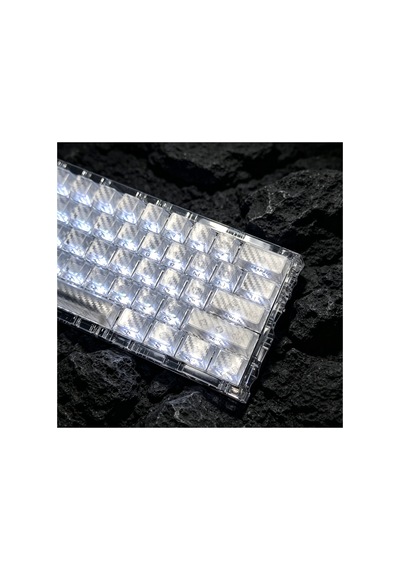 Leaven 119 Tuşlu Kumaş Dokulu Buz Karbon Desenli  Profil Rgb Cherry Mx Uyumlu Aydınlatmalı Pbt Tuşları - Şeffaf