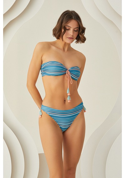 Nbb Kadın Renkli Deep Tüfted Straplez Bikini Takımı Çok Renkli