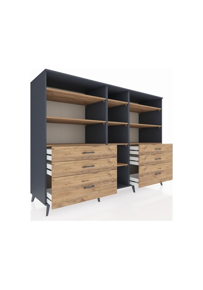 Kronos Dolap 10 Raflı 6 Çekmeceli 220x59x163 Antrasit-çam Atlas Çam - Antrasit Kronos Dolap 10 Raflı 6 Çekmeceli 220x59x163 Antrasit-çam Atlas Çam - Antrasit