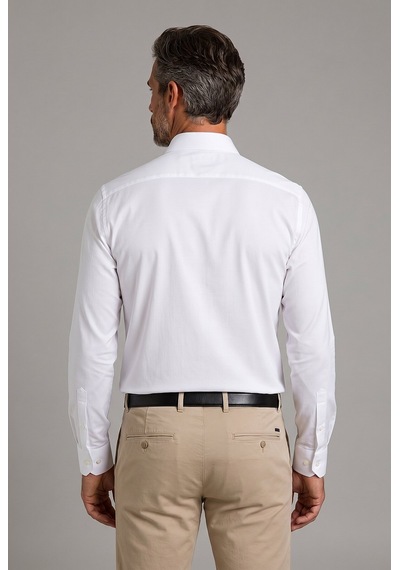 Bisse Beyaz Regular Fit Cepsiz Klasik Uzun Yaka Gömlek Gmkls252180 D01