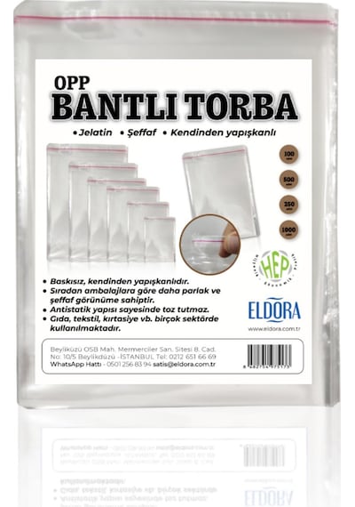 Bantlı Şeffaf Jelatin 1000 Adet 15X20