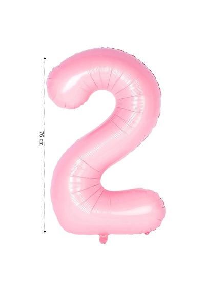 Folyo Balon 2 Rakamı Helyum Balon Pembe Renk Çok Renkli
