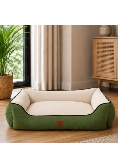 Lucy Köpek Yatağı 40 55 18 Cm Yeşil Ekru - Yüksek Kaliteli Pet Yatağı, Konforlu Minderli, Yıkanabilir, Day