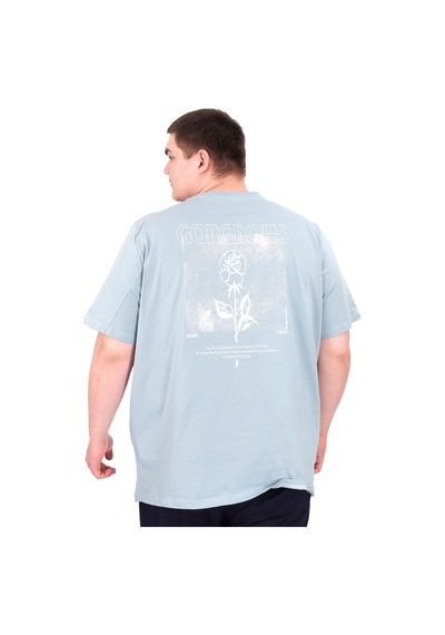 Mode Xl Büyük Beden Erkek T-shirt Bisiklet Yaka Gorgeous U25022 Mavi Mavi