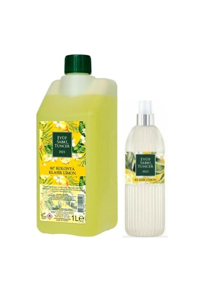 Eyüp Sabri Tuncer 80 Derece Klasik Limon Kolonyası Bidon Kilitli Kapak 1 L + Sprey 150 ML