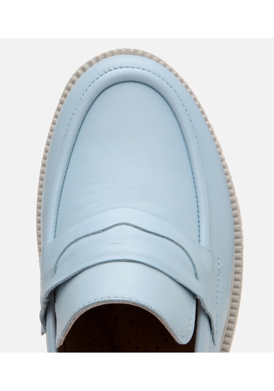 Hotiç Kadın Deri Mavi Kalın Tabanlı Klasik Loafer