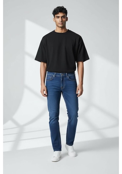 Myrab Denim Erkek Mavi Regular Fit Rahat Kesim Denim Kot Pantolon - Esnek Likralı Jeans