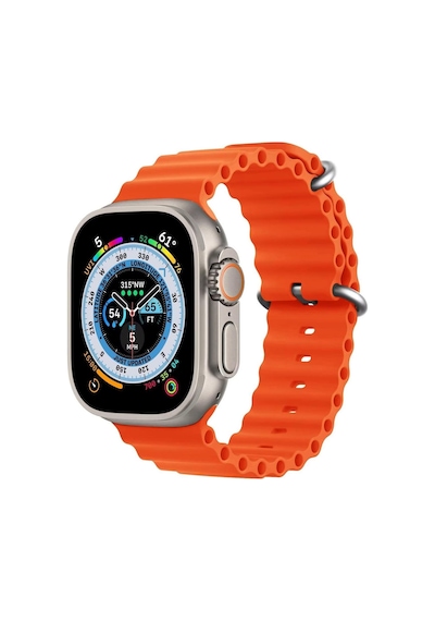 Microsonic Apple Uyumlu  Watch Series 7 41mm Kordon Ocean Band Turuncu