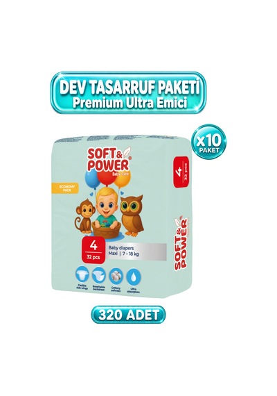 Bebek Bezi No:4 Maxi 7-18 Kg 32'li 10 Paket 4 Numara
