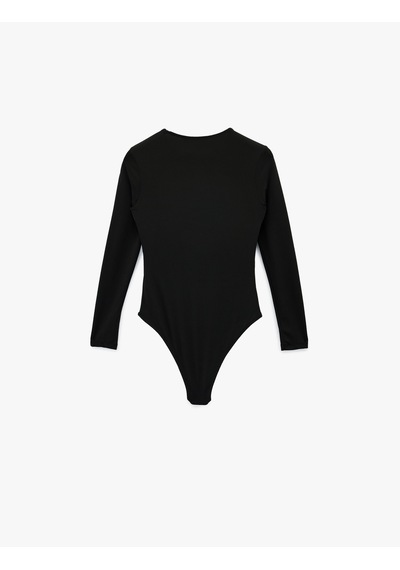 Koton Uzun Kollu Bisiklet Yaka Slim Fit Bodysuit Siyah 6sak80059ek Siyah