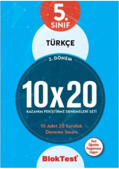 5.Sınıf 2.Dönem Türkçe 10x20 Kazanım Pekiştirme Denemeleri Seti -  Bloktest Yayınları