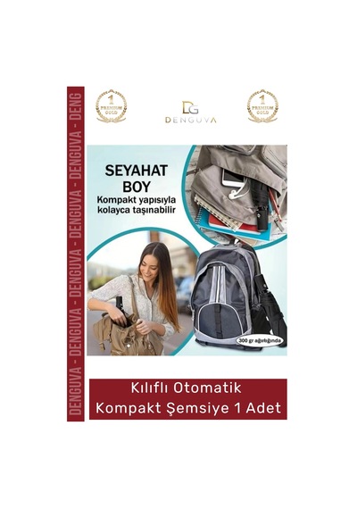 Denguva Şemsiye Kılıflı Otomatik Su Geçirmez Dayanıklı 8 Telli Şık Ergonomik Çanta Boy Kompakt Yağmur Şemsiye Çok Renkli