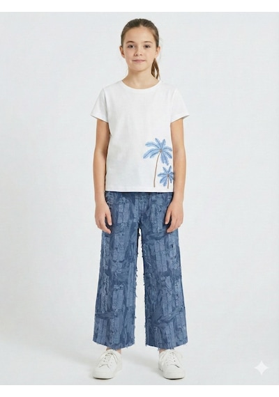 Xo Kids Kız Çocuk 2lü Alt Üst Kombin Takmı 8-14 Yaş Set0489 İndigo