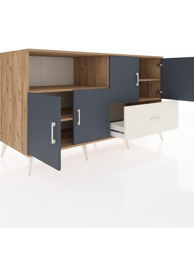 Kronos Konsol 4 Raflı Tek Çekmeceli 4 Kapaklı 176x59x99 Çam-antra Çam-antrasit/aytaşı Kronos Konsol 4 Raflı Tek Çekmeceli 4 Kapaklı 176x59x99 Çam-antra Çam-antrasit/aytaşı