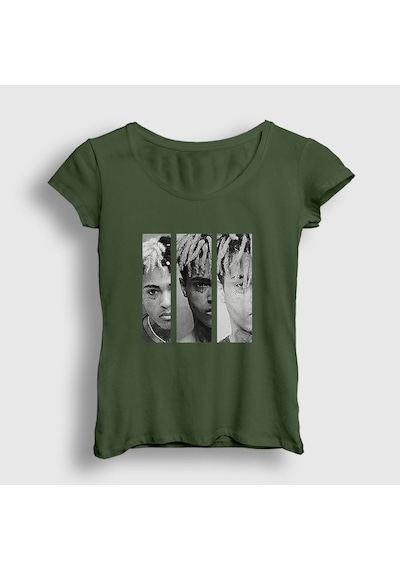 Presmono Kadın Three Xxxtentacion T-shirt Haki