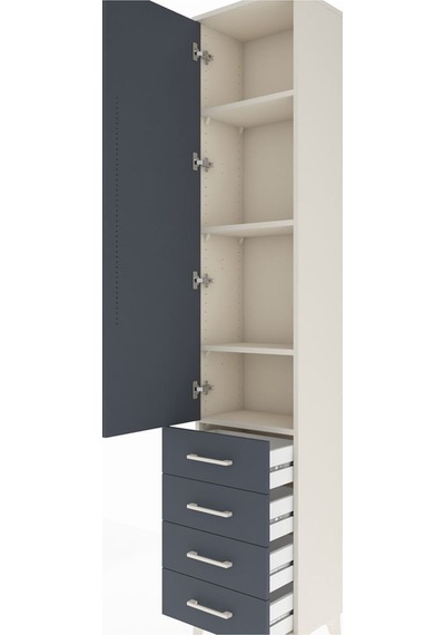 Arges Dolap 4 Raflı 4 Çekmeceli Tek Kapaklı 44x30x221 Aytaşı-antrasit Aytası