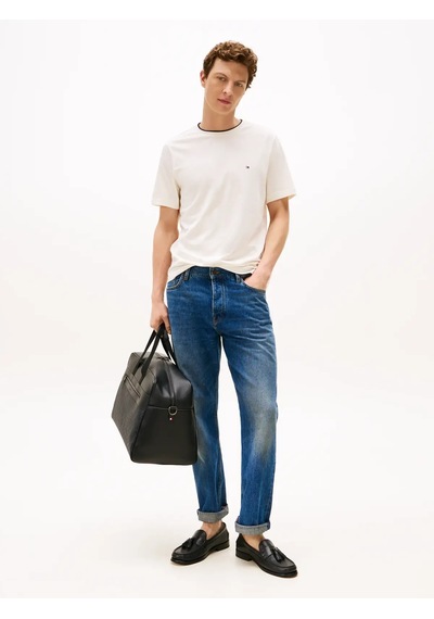 Tommy Hilfiger Cotton Modal Tee, Z00 Erkek Beyaz T-shirt