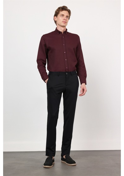 İmza Siyah Yan Cep Kendinden Desenli Örme Jogger Slim Fit Esnek Pantolon 1003260174