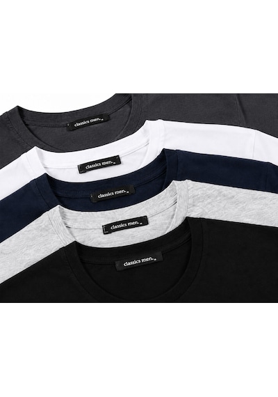 Fabio Cassani Classics Men Relaxed Fit Basic Kısa Kol Tişört 5'li Siyah-laci-beyaz-gri-antrasit Karışık-çok Renkli