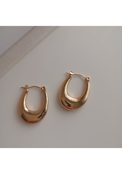 Lente Aksesuar Gold Renk Çelik Bold Damla Küpe - Suya Dayanıklı Modern Tasarım Altın