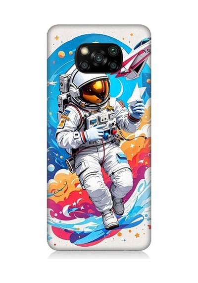 Xiaomi Poco X3 Uyumlu Astranot Ve Uzay Aracı Desenli Silikon Kılıf