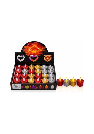 24 Adet Pilli Kalpli - Simli Renkli Led Mum Çap : 3.5cm Yükseklik : 4.2cm İ10-026 5468