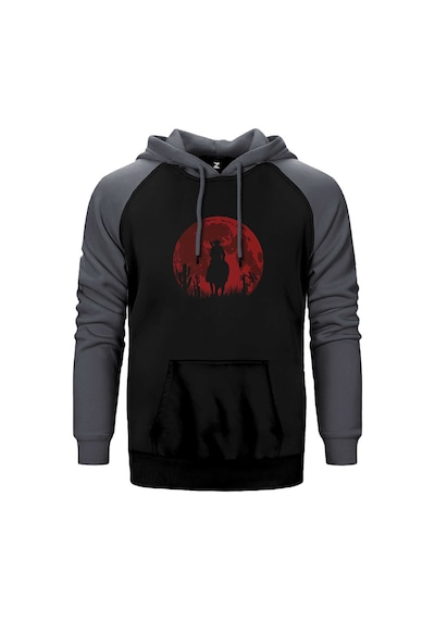 Red Dead Redemption 2 Red Moon Gri Renk Reglan Kol Kapşonlu Sweatshirt Gri