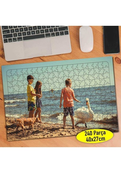 Sahilde Oynayan Çocuklar 240 Parça Puzzle Yapboz Tablo-89479138