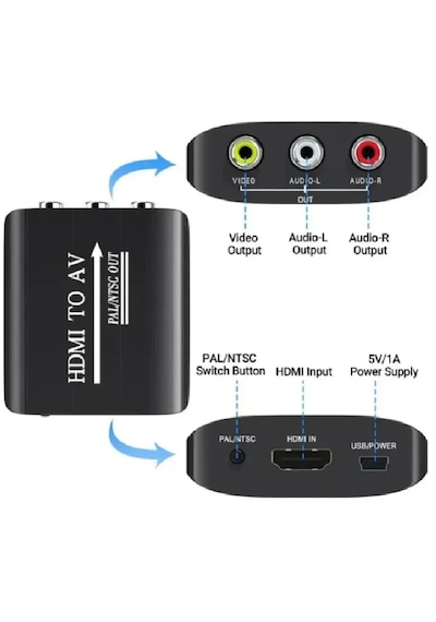 4334 Hdmi To Av Rca Tos Çevirici Dönüştürücü Adaptör