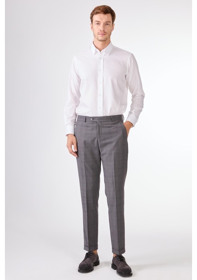 Dufy Erkek Regular Fit Sivri Yaka Gri Takım Elbise-18758