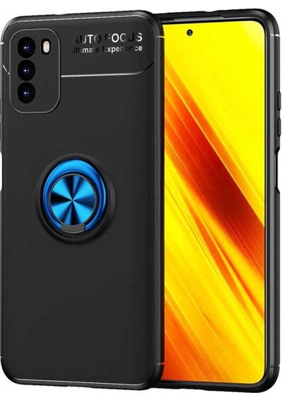 Xiaomi Poco M3 Kılıf Zore Ravel Silikon Kapak Siyah-Mavi