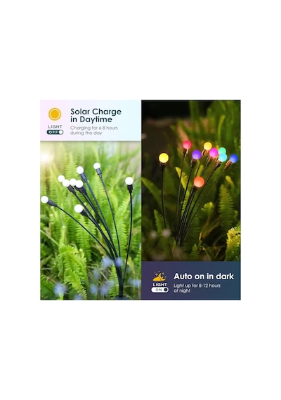 2 Adet 6 Led'li Güneş Enerjili Bahçe Aydınlatması Beyaz Işık Peyzaj Süs Çiçeği