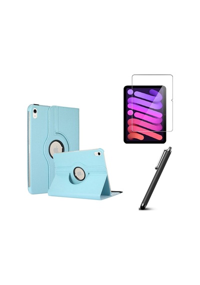 Apple Ipad Mini 7 2024 A17 Pro/mini 6 2021 Uyumlu Kılıf Uyumlu 360 Dönerli Tablet Kılıfı 3lü Set Arka Kapak