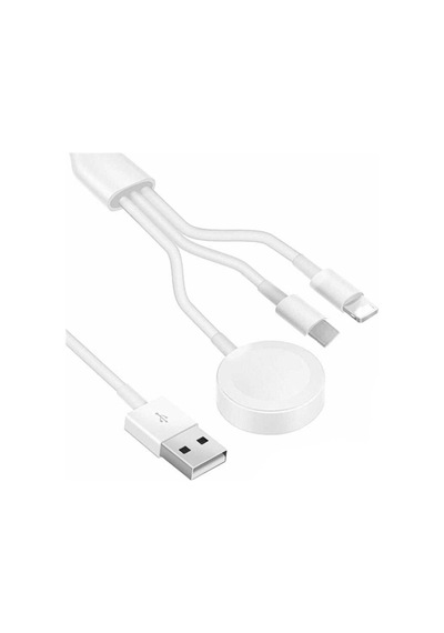Lexroo Akıllı Saat 3 İn 1 Lightning-type-c-wireless Usb Şarj Kablosu - Beyaz