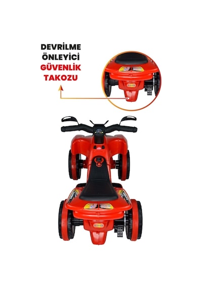 Müzikli Ve Led Işıklı Rang Akülü Atv 6v Kırmızı Kırmızı