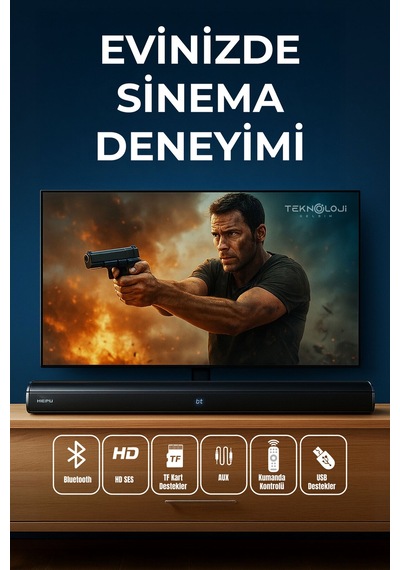 Hp-tv05 Soundbar Kablosuz Ev Sinema Sistemi Stereo Hd Ses Kalitesi 80w Led Ekranlı