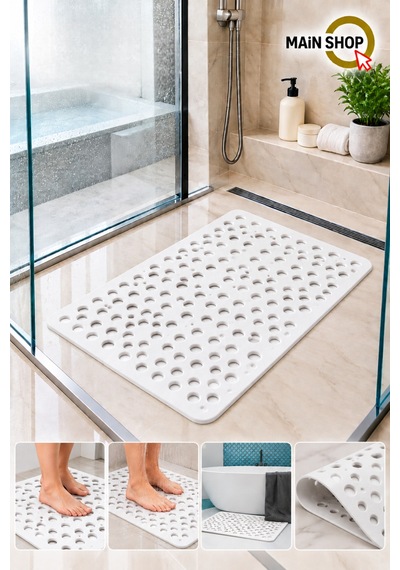 Vantuzlu Banyo Ve Duşakabin Kaydırmaz Paspas, Küvet İçi Mat 33x66 Cm M-141 Beyaz