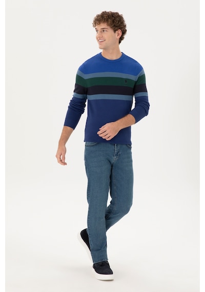 U.S. Polo Assn.  Erkek Slim Fit Bisiklet Yaka İndigo Kazak 50292866-VR028