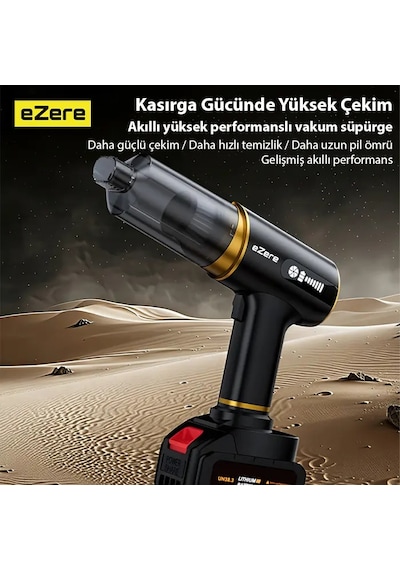 Ezere St-6609c 20000pa Güçlü Dijital Göstergeli Vakumlu Kablosuz Üflemeli Araç Süpürgesi- 5775