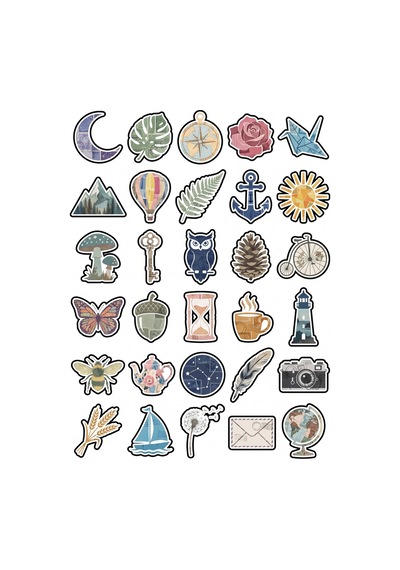 Posta Pulu Koleksiyon Vintage Sticker Seti 150 Adet - 5'li Mega Paket No04 - Laptop Defter Ajanda Çok Renkli