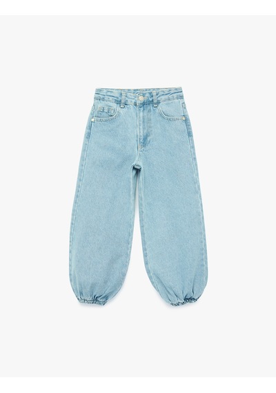 Koton Pamuklu Loose Fit Cepli Şalvar Denim Pantolon Lıght Indıgo 7wkg40029ad Açık Mavi
