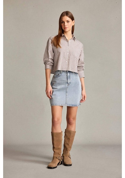 Defacto İşlemeli Mini Jean Etek F9551ax25smnm85 İndigo