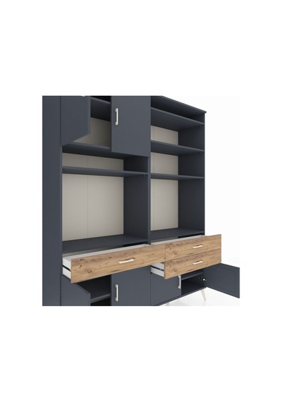 Hyperion Gardrop 10 Raflı 3 Çekmeceli 8 Kapaklı 176x44x221 Antrasit-antrasit/çam Antrasit/çam Hyperion Gardrop 10 Raflı 3 Çekmeceli 8 Kapaklı 176x44x221 Antrasit-antrasit/çam Antrasit/çam