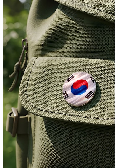 Güney Kore South Korea Abstract Ülke Bayraklı Buton Rozet - 44 MM 5 Adet Çok Renkli