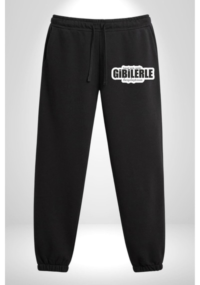 Angemiel Hayat Seni, Senin Gibilerle Karşılaştırsın Yazılı 3 İplik Erkek Baskılı Siyah Eşofman Altı Siyah